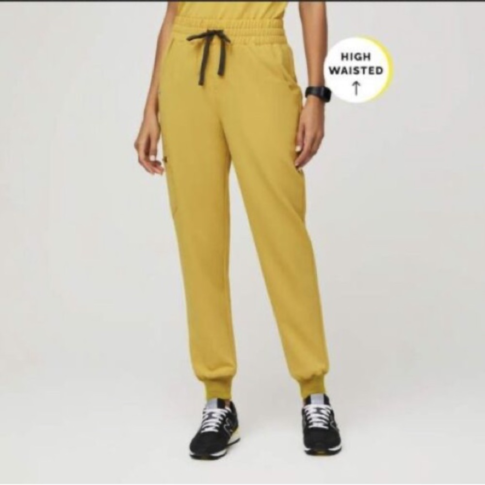 Figs High-Waisted Jogger Pants in Mustard